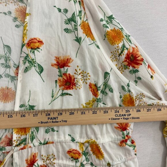 Torrid Gauze Floral Tie Front Lightweight Top Plus 2X Cream Orange Feminine - Picture 7 of 10